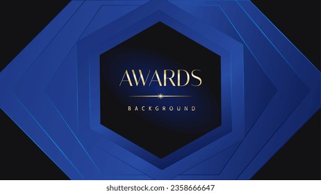 Luxury abstract blue awards background. Wedding marriage invitation poster. Lines growing elegant shine spark. Classic shape post.