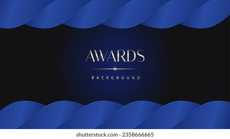 Luxury abstract blue awards background. Wedding marriage invitation poster. Lines growing elegant shine spark. Classic shape post.