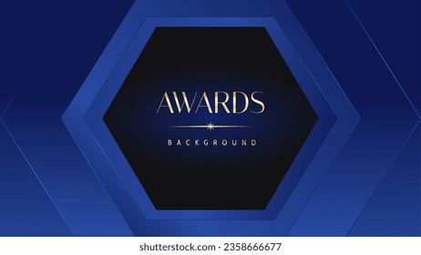 Luxury abstract blue awards background. Wedding marriage invitation poster. Lines growing elegant shine spark. Classic shape post.
