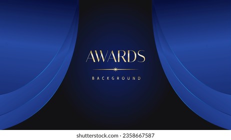 Luxury abstract blue awards background. Wedding marriage invitation poster. Lines growing elegant shine spark. Classic shape post.