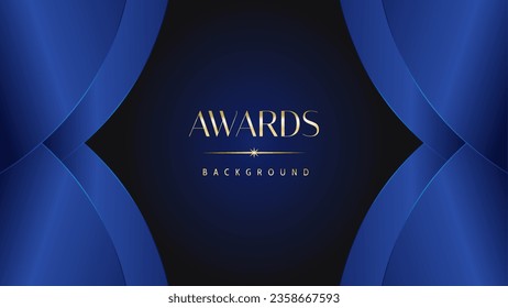 Luxury abstract blue awards background. Wedding marriage invitation poster. Lines growing elegant shine spark. Classic shape post.