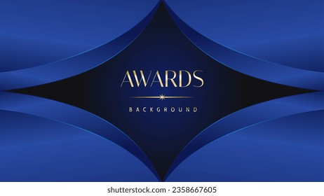 Luxury abstract blue awards background. Wedding marriage invitation poster. Lines growing elegant shine spark. Classic shape post.