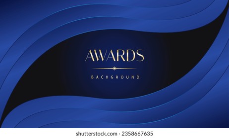 Luxury abstract blue awards background. Wedding marriage invitation poster. Lines growing elegant shine spark. Classic shape post.