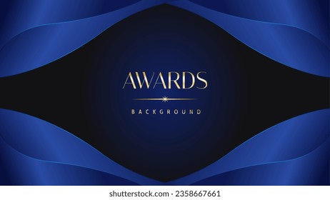 Luxury abstract blue awards background. Wedding marriage invitation poster. Lines growing elegant shine spark. Classic shape post.