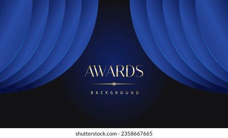 Luxury abstract blue awards background. Wedding marriage invitation poster. Lines growing elegant shine spark. Classic shape post.