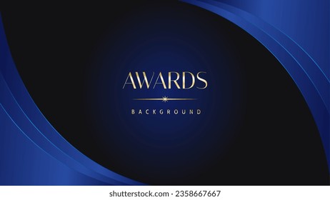 Luxury abstract blue awards background. Wedding marriage invitation poster. Lines growing elegant shine spark. Classic shape post.