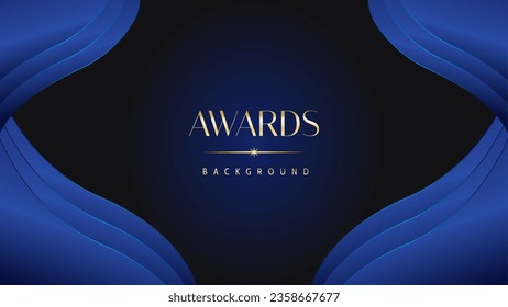 Luxury abstract blue awards background. Wedding marriage invitation poster. Lines growing elegant shine spark. Classic shape post.