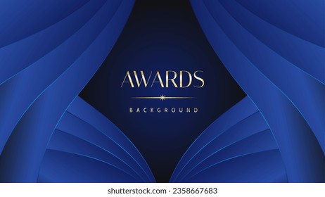 Luxury abstract blue awards background. Wedding marriage invitation poster. Lines growing elegant shine spark. Classic shape post.