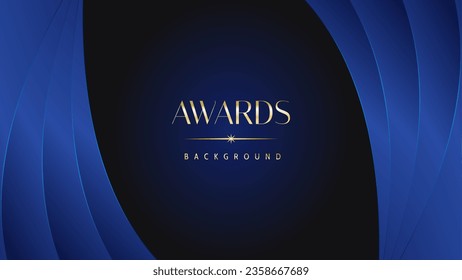 Luxury abstract blue awards background. Wedding marriage invitation poster. Lines growing elegant shine spark. Classic shape post.