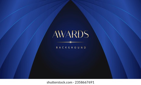 Luxury abstract blue awards background. Wedding marriage invitation poster. Lines growing elegant shine spark. Classic shape post.