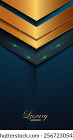 Luxury Abstract Blue and Gold Background in 1080 x 1920 Vertical Format. Suitable for App Screens, Islamic and Diwali Invitations, Luxury Wallpaper, Vector Illustration. Not AI Generated.