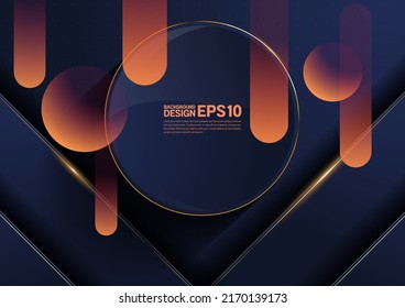 luxury abstract blue and gold shadow background, curve overlap layer gradients composition, simple minimal shapes illustration for application Banner, flyer cover media brochure, Template design