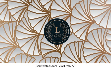 Fundo de arte botânica abstrata de luxo com folhas tropicais em estilo de linha. Banner de luxo com plantas exóticas para decoração, impressão, papel de parede, têxteis e embalagem.