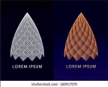 Luxury, Abstract Building, dome, designed using line square geometric shape, logo, symbol, icon, graphic, vector.