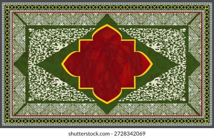 Un lujoso patrón de alfombra abstracto con Formas geométricas repetitivas y líneas cuidadosamente equilibradas. El diseño transmite elegancia, refinamiento y una estética premium. Ideal para conceptos de diseño de interiores, fondos de alta gama, diseños textiles y de telas, Fondos de pantalla, alfombras y superficies decorativas que requieren un aspecto sofisticado y atemporal.