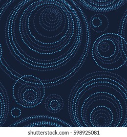 luxury abstract circle and ring seamless pattern. modern dot and spot surface design for wrapping paper, wallpaper, fabric and fashion. galaxy night concept background
