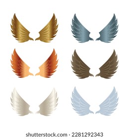 Luxury abstract colorful wings set vector.