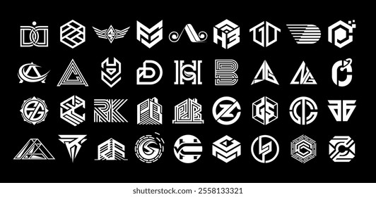 Luxury abstract company initial letter logo set