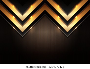 Luxury Abstract Composition, Golden Light and Zigzag Lines on Black Gold Background, Artistic Elegance Stylish Layouts