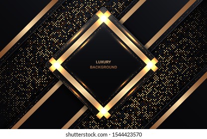 Luxury abstract dark background a combination with light golden glitters element decoration. Modern vector template for use cover, banner, brochure, flyer, business card