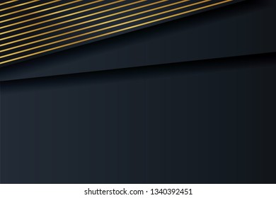 Luxury abstract dark background with  gold lines. Decorative element for design. EPS 10