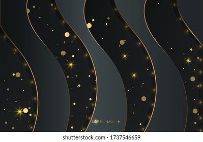 
 Luxury  abstract dark background with waves and a gold stroke.  Modern gold glitter. vector illustration. eps 10