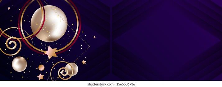 Luxury abstract dark blue and golden line with dark blue template background premium vector illustration	