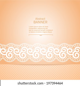 Luxury abstract decorative frame template with lace ribbon
