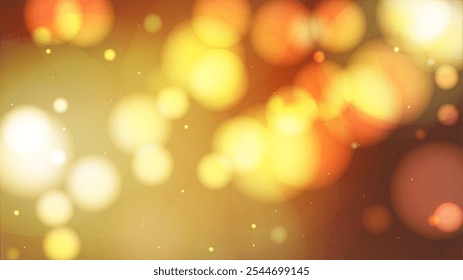 Luxury Abstract Defocused Light Spot Background Design. Christmas Snowfall Vector Horizontal Illustration.  Glitter confetti. Winter Snow Sky. New Year Magic Illustration. Falling Snowflakes