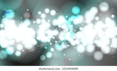 Luxury Abstract Defocused Light Spot Background Design. Christmas Snowfall Vector Horizontal Illustration.  Glitter confetti. Winter Snow Sky. New Year Magic Illustration. Falling Snowflakes