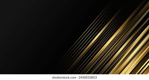 Luxury abstract diagonal golden line on the black background