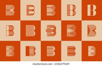 Luxury abstract dynamic line letter B logo icon. Geometric blend line initial B.