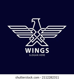 Luxury abstract eagle logo design pattern vector linear template. Gold geometric announcement logo concept icon.