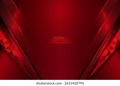 Fondo rojo elegante Abstractas de lujo con línea brillante y Vector de efecto luminoso. Elegante Ilustración vectorial de fondo Abstractas rojo. Ilustración vectorial