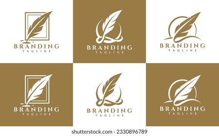 Diseño de logotipo de pluma de plumas abstractas de lujo. Elegancia marca del logotipo L de la pluma de plumas de plumas.