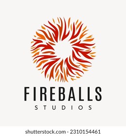 Luxury abstract fire ball logo design. Elegance flame heat letter O logo brand.
