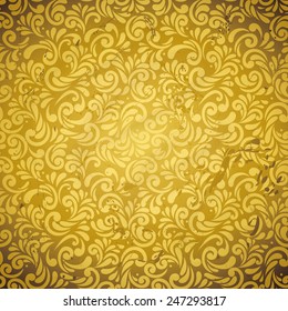 Luxury abstract floral wallpaper, grunge textured design, vintage yellow