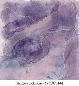 Luxury abstract fluid art vector  background alcohol ink technique purple and gold