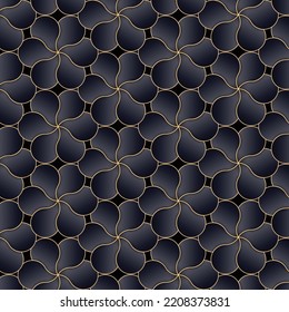 luxuriöse abstrakte geometrische Vektorgrafik nahtloses Muster. Blumenhintergrund. Moderne, stilvolle schwarze Textur.
