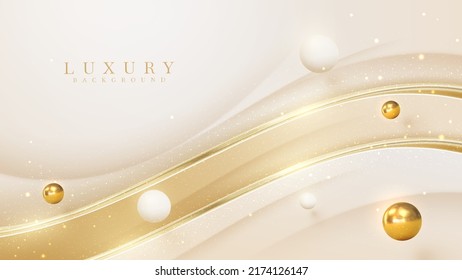 Luxury abstract gold background with ball decoration and shiny elements. - Shutterstock ID 2174126147