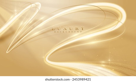 Luxury Abstract Gold Background with Glitter Light Effect Decoration.