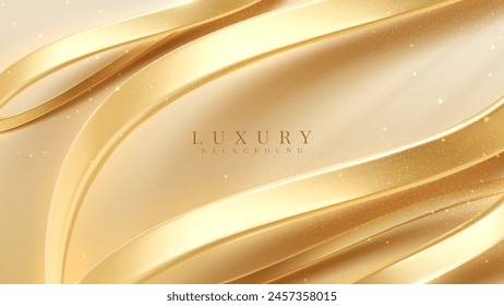 Luxury Abstract Gold Background with Glitter Light Effect Decoration.