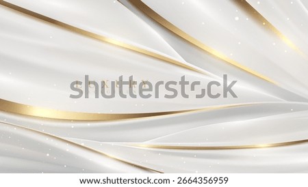 Luxury abstract gold background with glitter light effect decoration. Modern white scene premium.