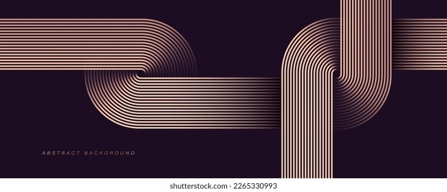 Luxury abstract gold glowing circle lines on dark background. Retro style. Geometric stripe line art design. Modern shiny golden lines. Suit for poster, banner, brochure, cover, website, flyer