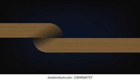 Luxury abstract gold glowing circle lines on dark background. Retro style. Geometric stripe line art design. Modern shiny golden lines. Suit for poster, banner, brochure, cover, website, flyer