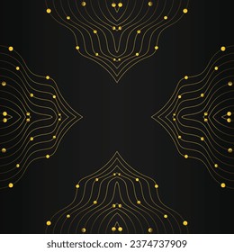 luxury abstract gold line frame decoration on black background design 
