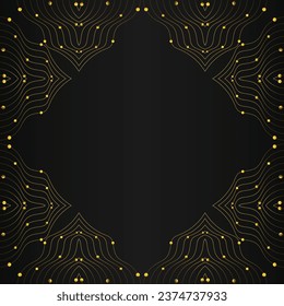 luxury abstract gold line frame decoration on black background design 