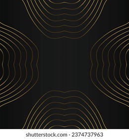 luxury abstract gold line frame decoration on black background design 