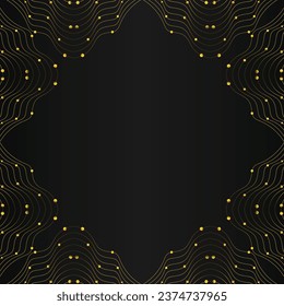 luxury abstract gold line frame decoration on black background design 