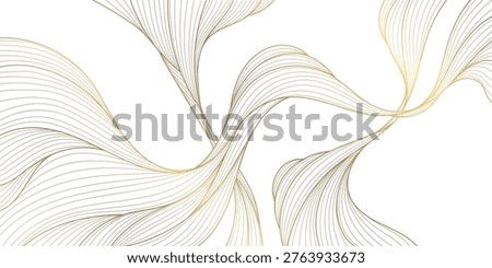Luxury abstract gold wave pattern, elegant lines on white background. Premium vector design, flowing curves, Japanese ornament, soft silk textures, banners, cards, wallpapers, wine labels